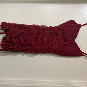 Maroon Ruche Mini Dress